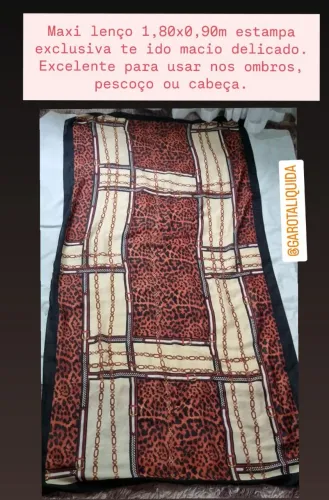 Lenço de Seda 1,80x0,90m - Estampa Exclusiva Leopardo