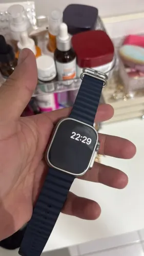 Apple watch ultra 2 de 49mm pulseira azul e cabo original bat. 99