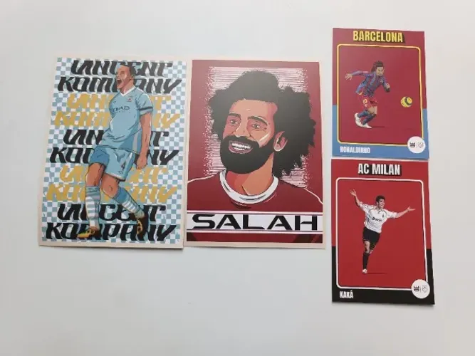 2 cards e 2 cartões postais craques do futebol