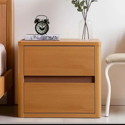 Mesa de cabeceira laser 2 gavetas amêndoa Cleane móvel cor marrom criado mudo