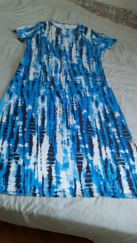Vestido estampado azul e branco - tamanho 3XL (novo e confortável!)<br>