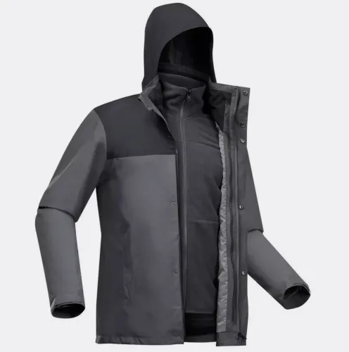 Jaqueta Masculina de Trekking Travel 100 3 em 1 Forclaz