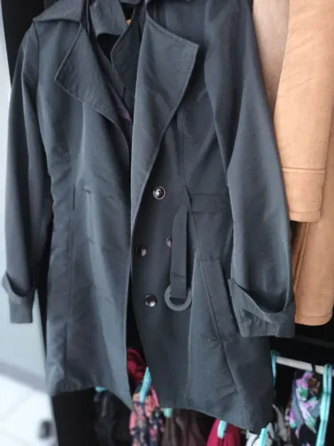 KIT 2 casacos Trench Coat Feminino Elegante - Preto