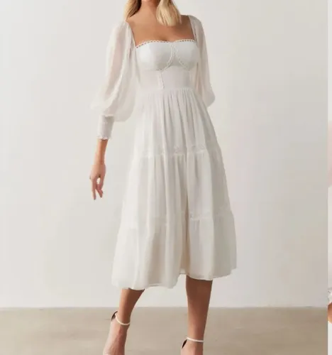 Vestido branco Midi Tam M