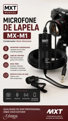 Microfone de lapela com fio condenser