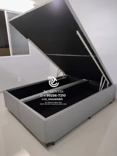 Cama box estruturada Baú Tamanho casal 1.38x1.88 Bipartido Blindado com Pistão a Gás - Apr