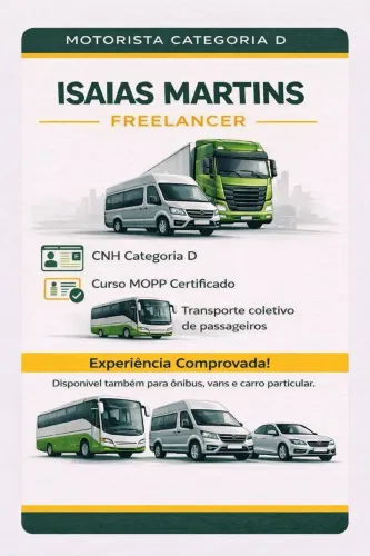 Motorista disponível cat "D" 