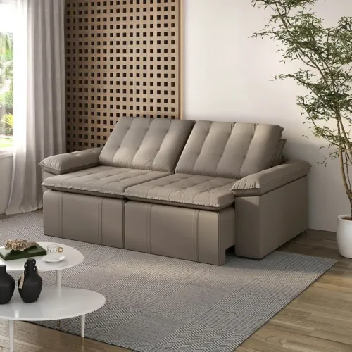 Sofá Cama Retrátil e Reclinável 4 Lugares 240cm Veludo com Molas Palmeira