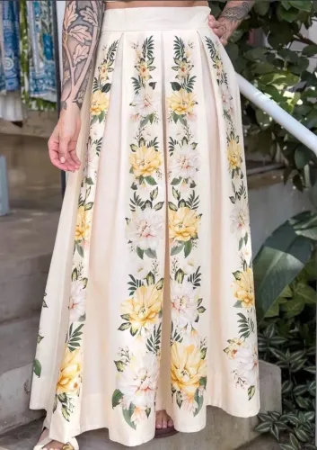 saia com pregas floral camille