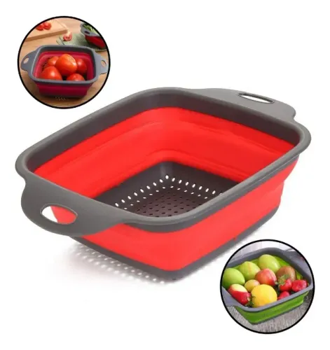 escorredor de alimentos massas macarrão frutas legumes em silicone retrátil multiuso