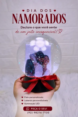 Globo de Neve Personalizado Dia dos Namorados