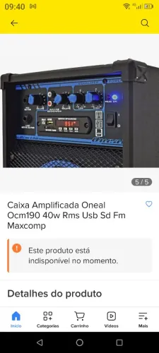 Oneal Ocm190 40w RMS USB SD fm