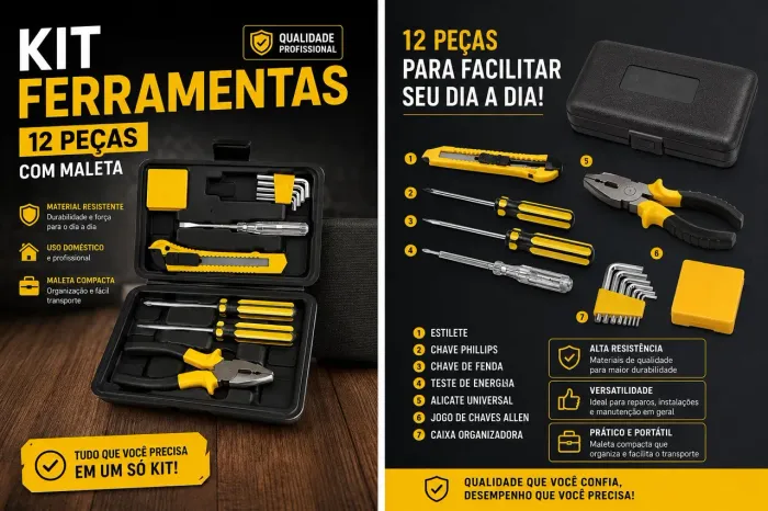 KIT DE FERRAMENTAS 12 PEÇAS!