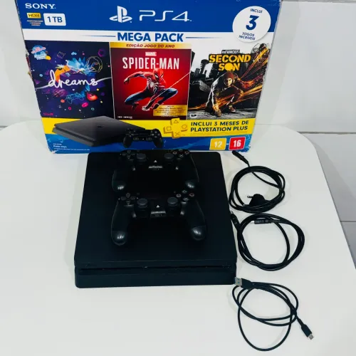 Ps4 slim 1tb, 2 controles originais, fifa 23 com caixa (Negocio valor)