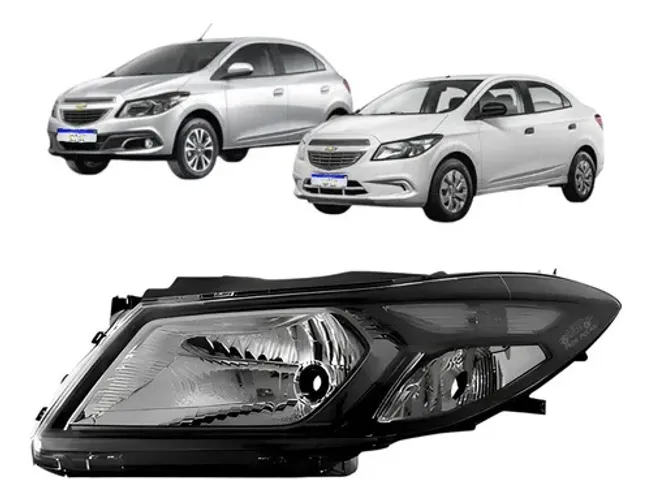 Farol Gm Onix Prisma Lt Ltz Joy Mascara Negra 2013 A 2019 Le Esquerdo/motorista
