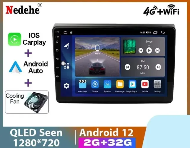 Central Multimídia 9 pol Qled 2gb/32gb + 4g Carplay