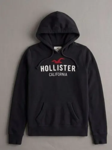 Moletom casaco com capuz hollister california original preto tamanho M