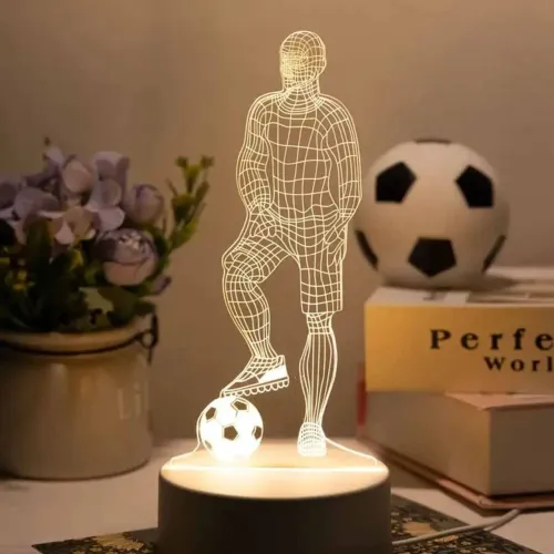 Luminária Led 3D candeeiro mesa tema futebol