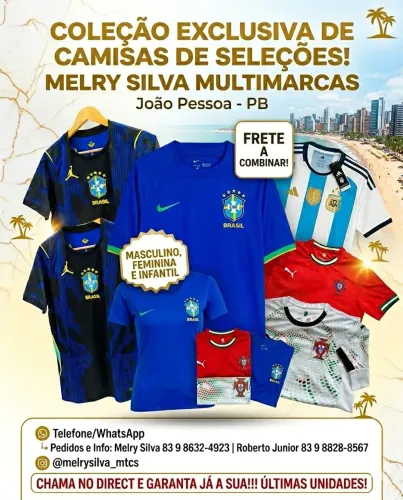 Temos variedades de camisas das seleções e times nacionais e internacionais 