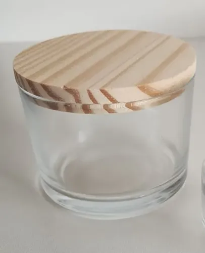 24 Copos de Vidro Nadir Patê 150ml Para Vela ou outros - COM Tampa em madeira