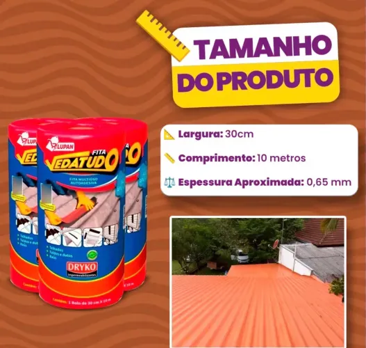 Manta Asfáltica Terracota Telhado Auto Adesiva- 30cm X 10m