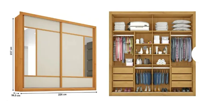 GUARDA ROUPA CASAL 2,26m X 2,37m x 56,5cm (EUROPA MOVEIS)