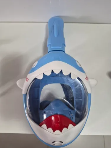 Máscara de Mergulho Infantil Full Face Tubarão com Snorkel Integrado