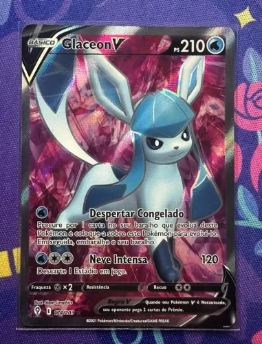 Carta Glaceon V Full Art SP Ceus em Evolução Pokemon TCG