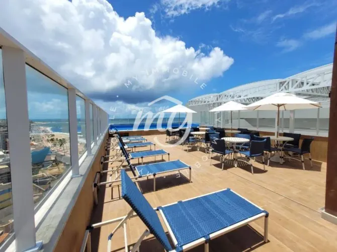 Pituba| Apartamento Quarto e Sala com 20m²| Nascente| Vista Mar| em Condominio Frente Mar