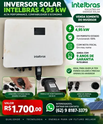 Inversor solar 4,95kw Intelbras para painéis solares