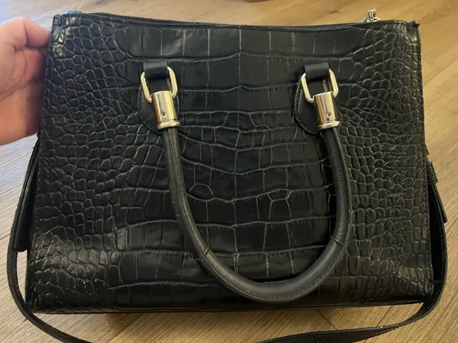 Bolsa Tote Schutz Couro Croco Preta - Original e Excelente Estado