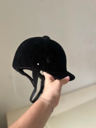 Capacete de Equitação Instep Preto Aveludado Tam 54