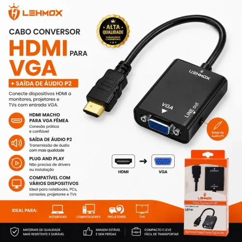Cabo conversor HDMI X VGA