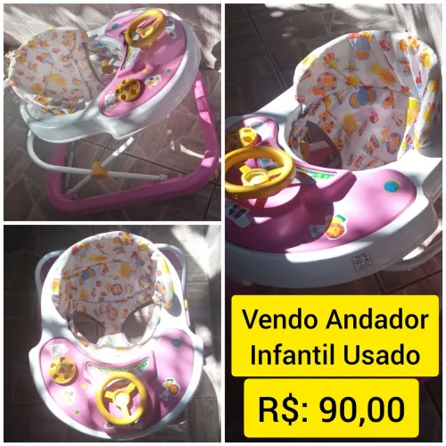 Andador Infantil Rosa para Bebê Menina - Usado