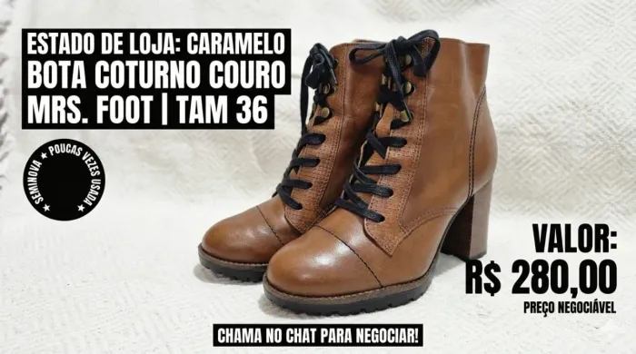 BOTA COTURNO COURO LEGÍTIMO MRS FOOT - TAM 36 - SEMINOVA