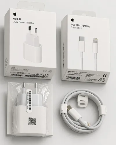 Kit Carregador 20W + Cabo USB-C para Lightning 1m para iPhone