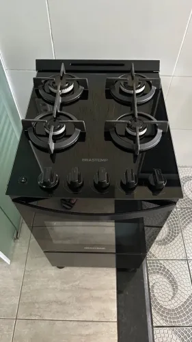 Fogão Brastemp 4 Bocas Preto com Mesa de Vidro