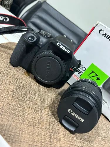 Canon T7 plus + lente do kit + cartão de memória + bolsa