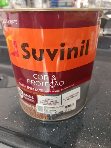 Tinta Esmalte sintético 3.6litros Suvinil cor PLATINA