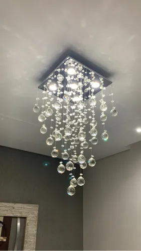 Lustre bolas de cristal com 5 lampadas