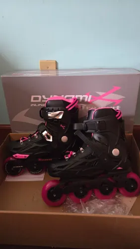 Patins Inline Dynamix Traxart com kit joelheira e cotoveleira 