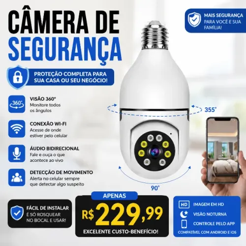 Camera de Segurança Rotativa - PAGAR NA ENTREGA