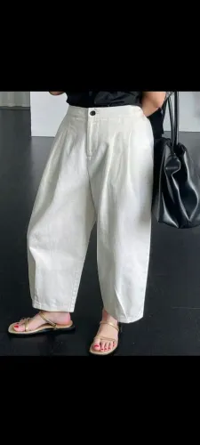 Calça larga coreana branca plus size 3xl