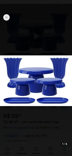 Kit festivo 7 peças Azul Royal 