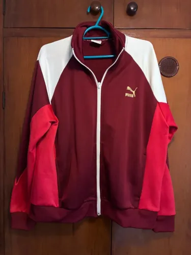 Jaqueta Puma Retrô Color Block Vinho Vermelha XL