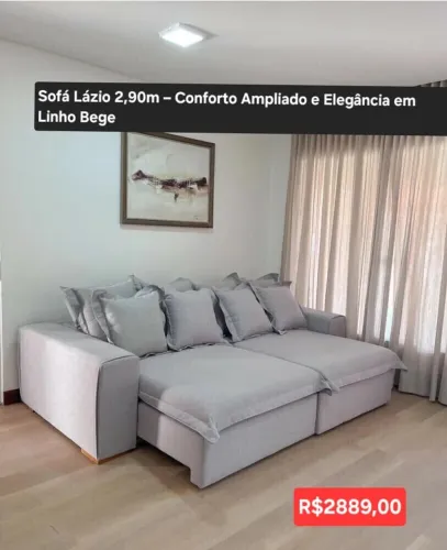 Sofá Lázio 2,90m - Conforto Ampliado e Elegância em Linho Bege