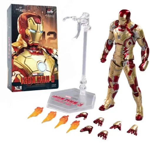BONECO ARTICULADO FIGURE ACTION IRON MAN HOMEM DE FERRO MARVEL MARK 42 MKXLII  18CM 1/10