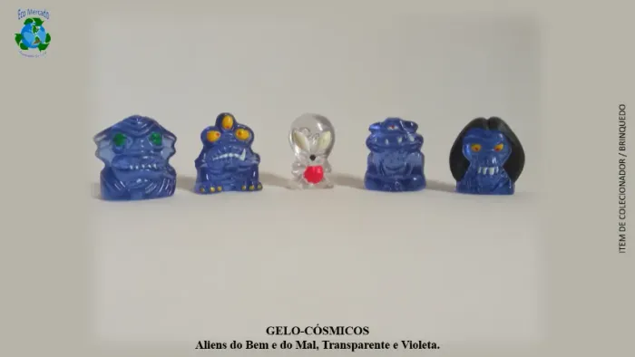 Gelo-Cósmicos, Aliens do Bem e do Mal, Transparente/Violeta, Fosforescentes.