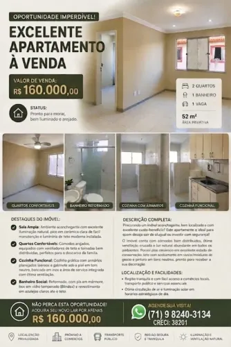 Apartamento 2/4 bem localizado, ótima oportunidade no Trobogy.