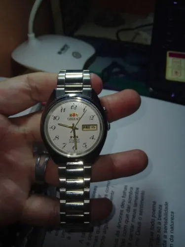 Antigo Relogio Orient Automatico 3 estrelas Aço Inox Prata a prova dagua